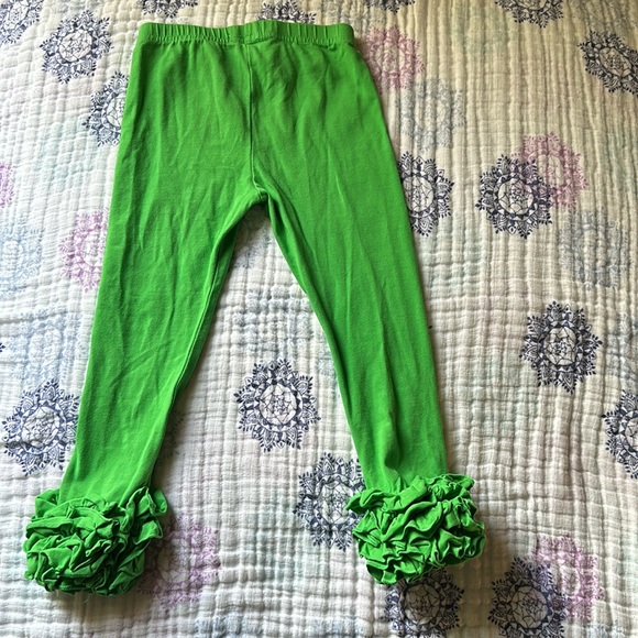 Island girl green leggings with ruffle ankles size 3-4T - Picture 4 of 4